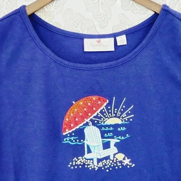 Quacker Factory Summer Beach Vibes Women's Tank Top Size L 2136 - Picture 3 of 7